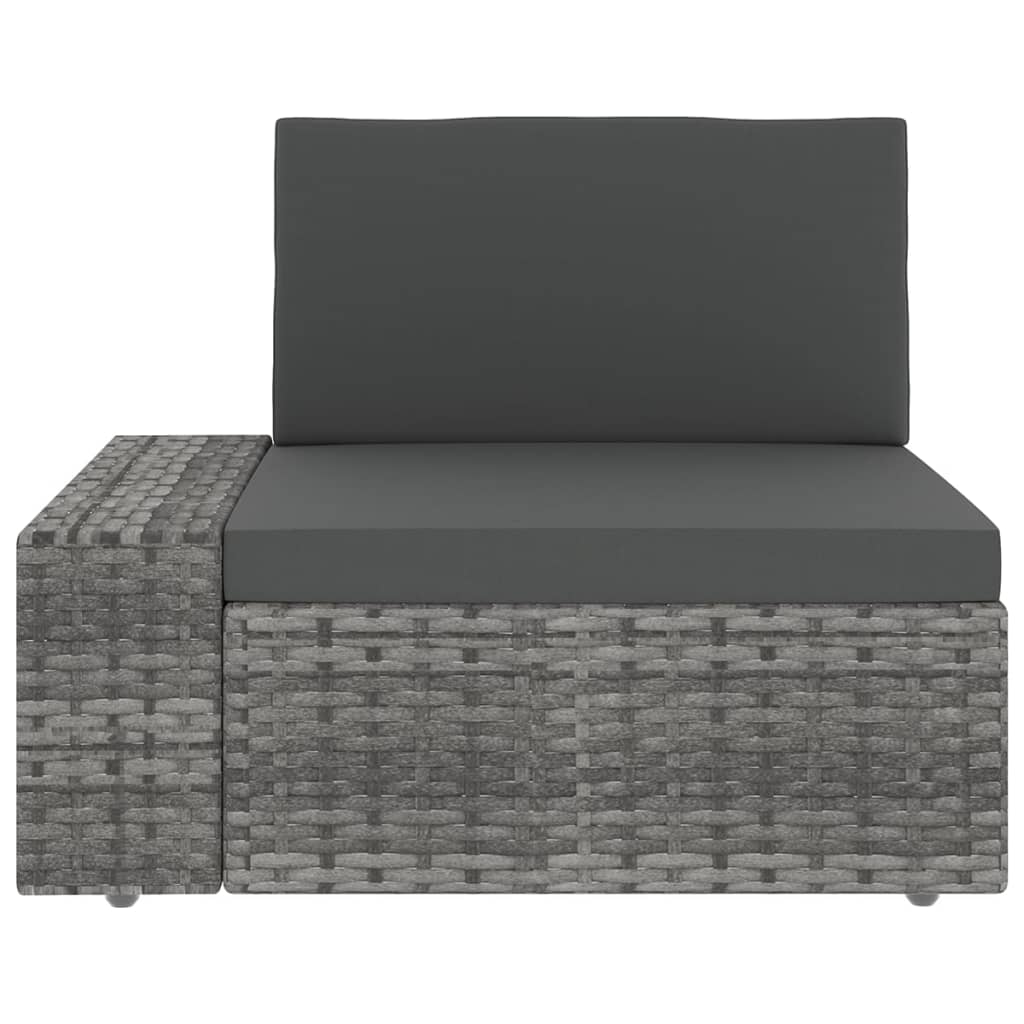 10 pcs conjunto lounge de jardim c/ almofadões vime PE cinzento