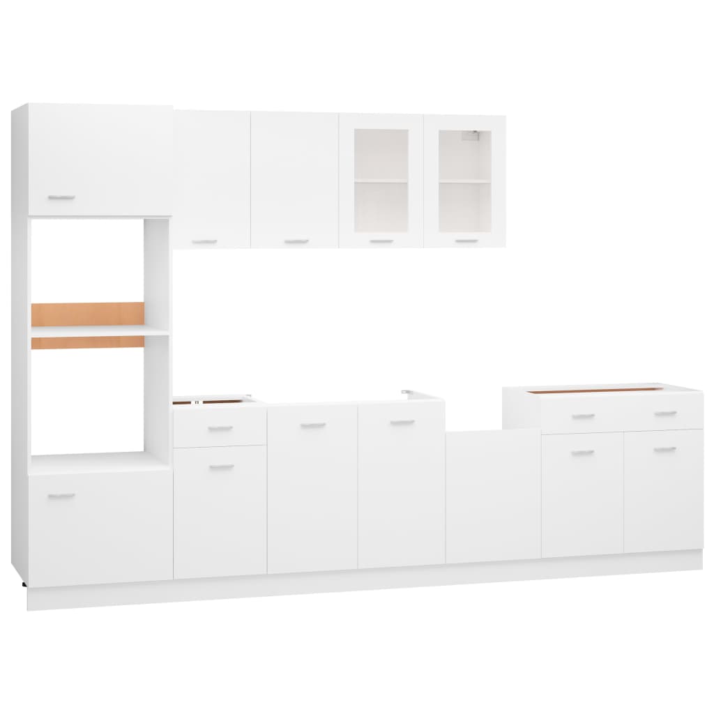 Conjunto armários de cozinha derivados de madeira Lyon branco, 7 pcs