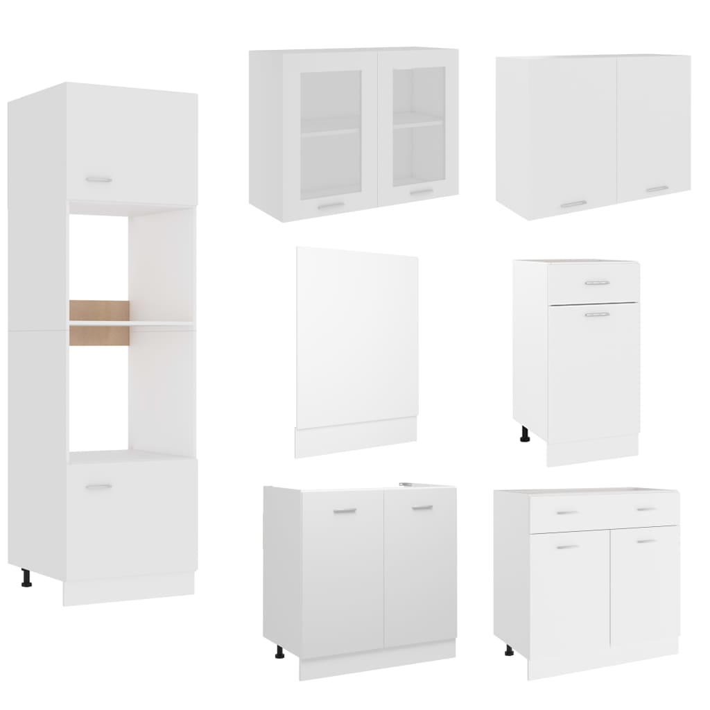 Conjunto armários de cozinha derivados de madeira Lyon branco, 7 pcs