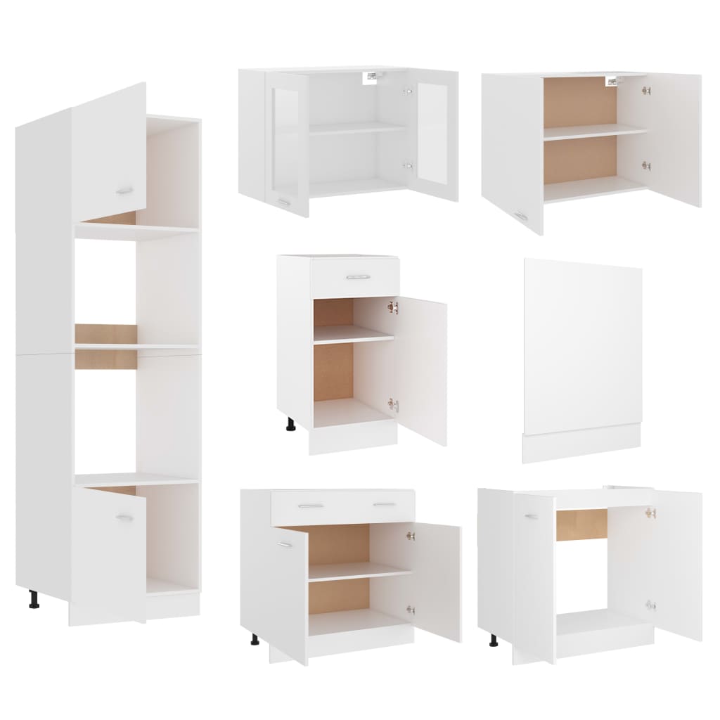 Conjunto armários de cozinha derivados de madeira Lyon branco, 7 pcs