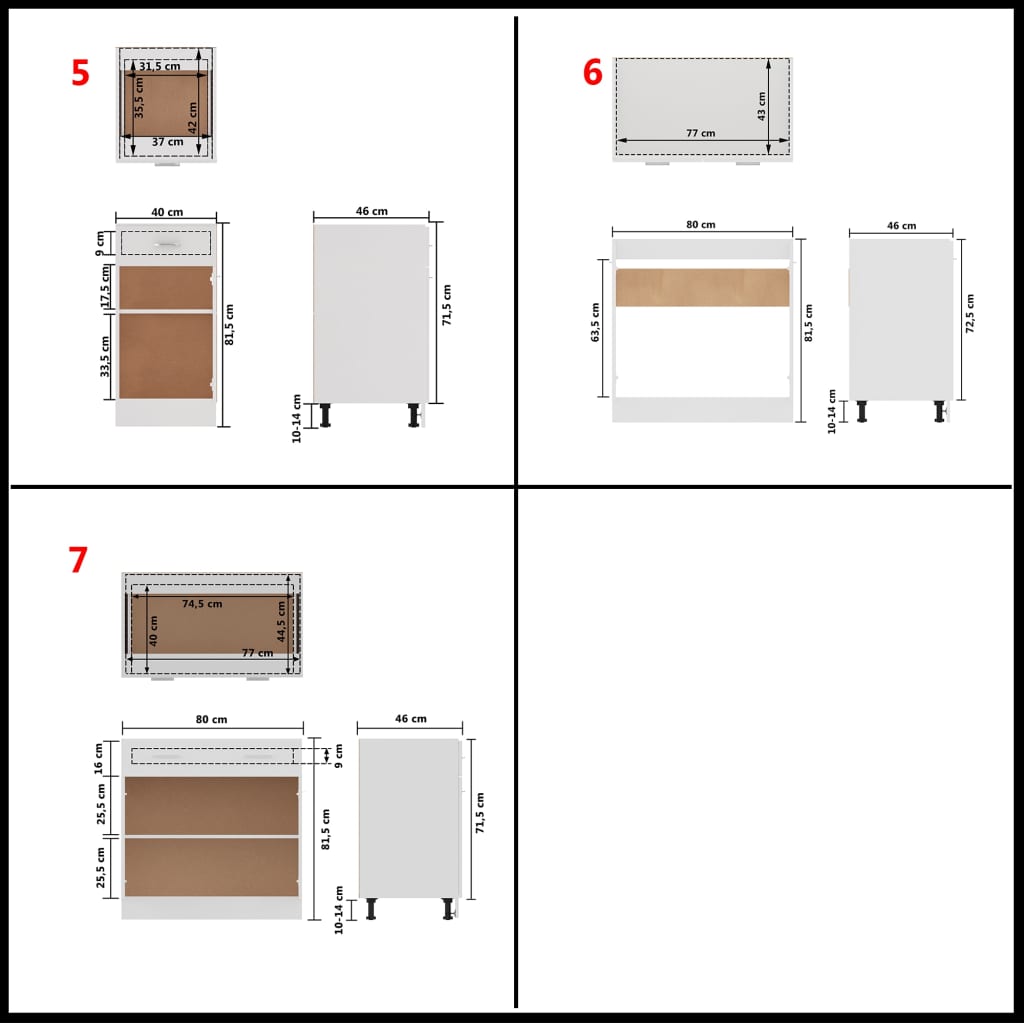 Conjunto armários de cozinha derivados de madeira Lyon branco, 7 pcs