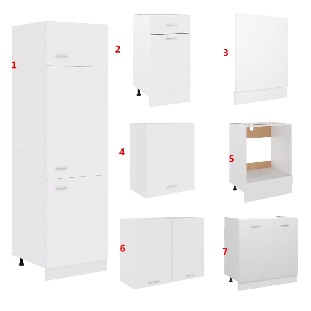 Conjunto armários de cozinha derivados de madeira Lyon branco, 7 pcs