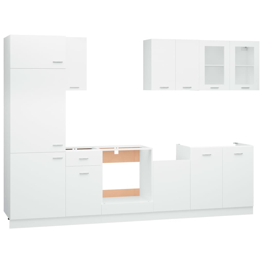 Conjunto armários de cozinha derivados de madeira Lyon branco, 8 pcs