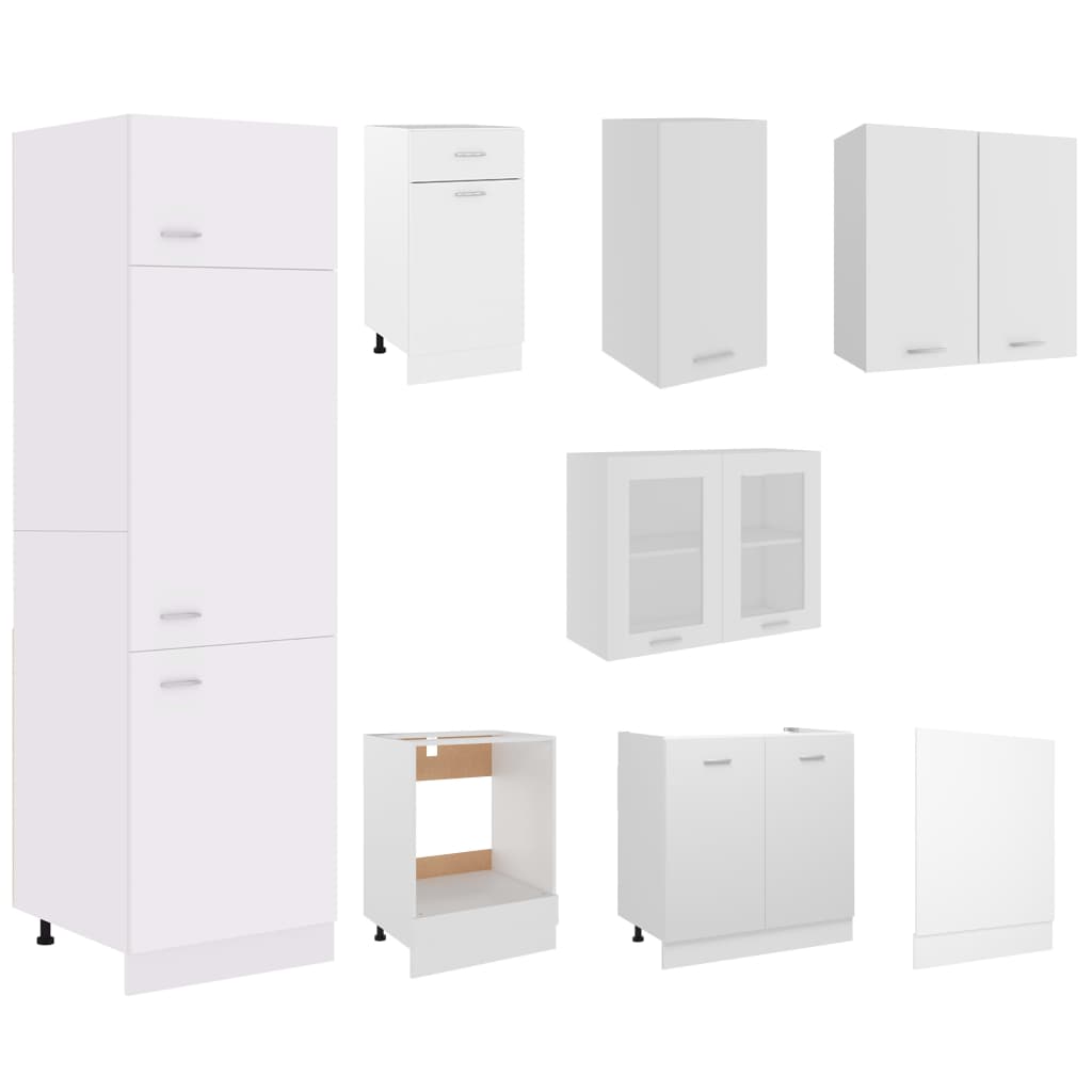 Conjunto armários de cozinha derivados de madeira Lyon branco, 8 pcs