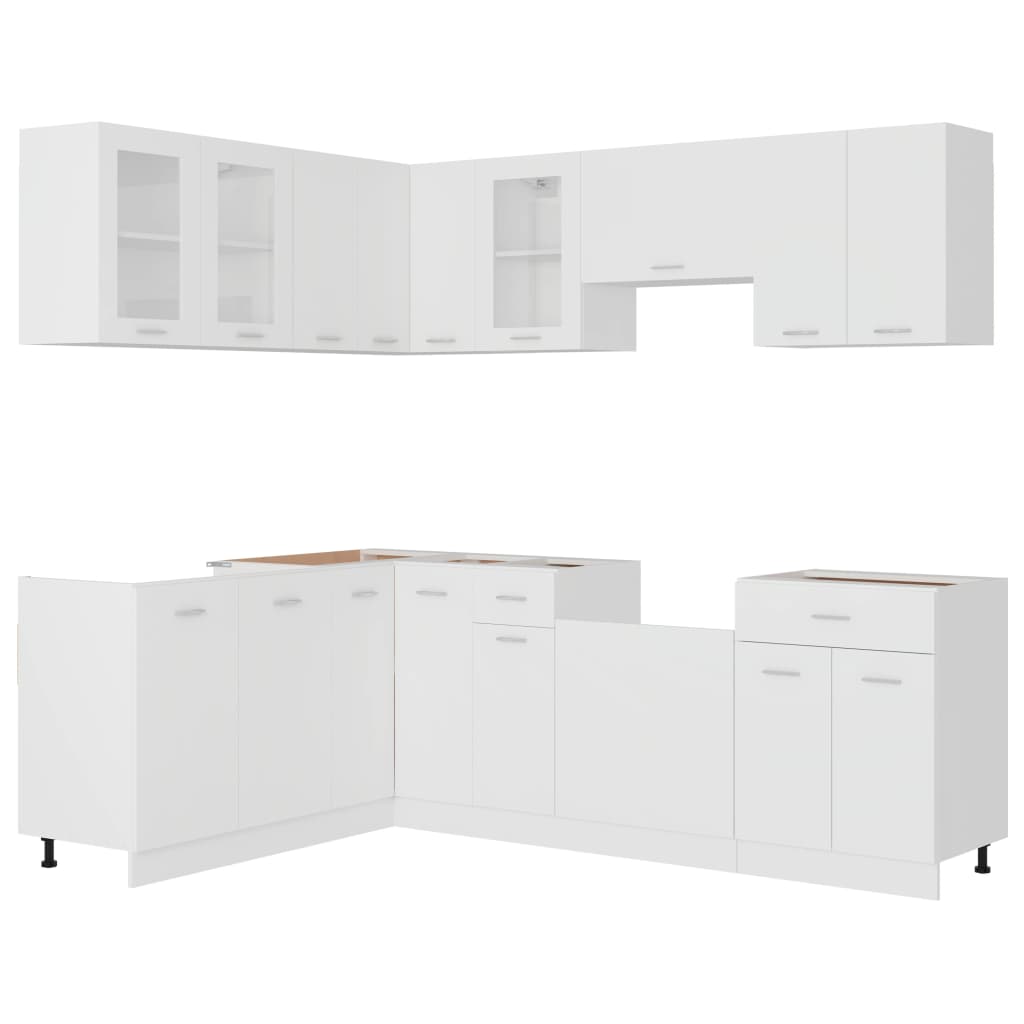 Conjunto armários de cozinha derivados de madeira Lyon branco, 11 pcs
