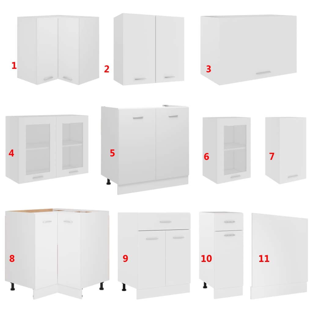 Conjunto armários de cozinha derivados de madeira Lyon branco, 11 pcs