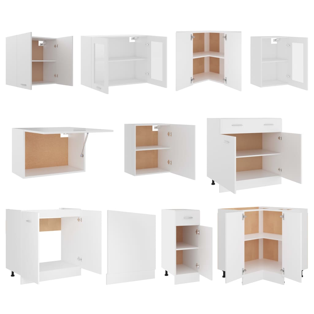 11 pcs conjunto armários de cozinha derivados de madeira Lyon branco