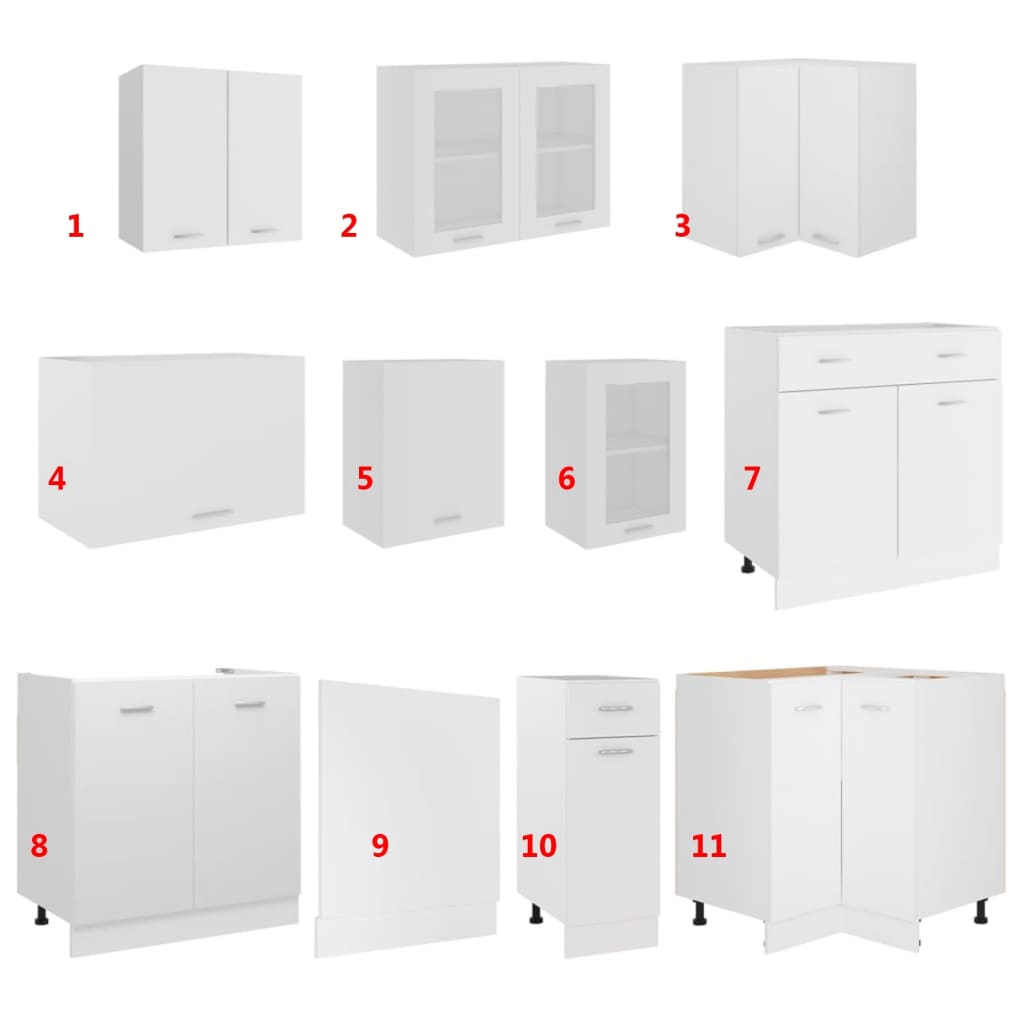 11 pcs conjunto armários de cozinha derivados de madeira Lyon branco