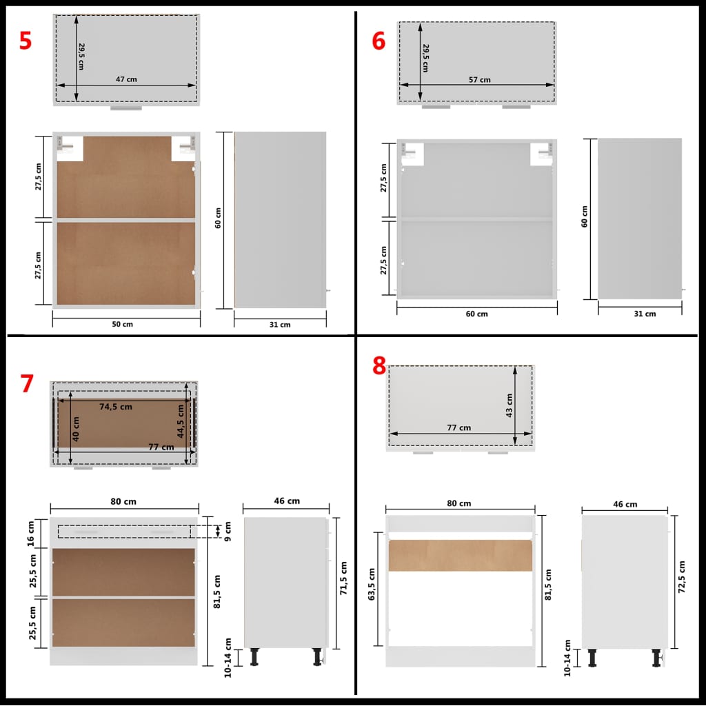 11 pcs conjunto armários de cozinha derivados de madeira Lyon branco