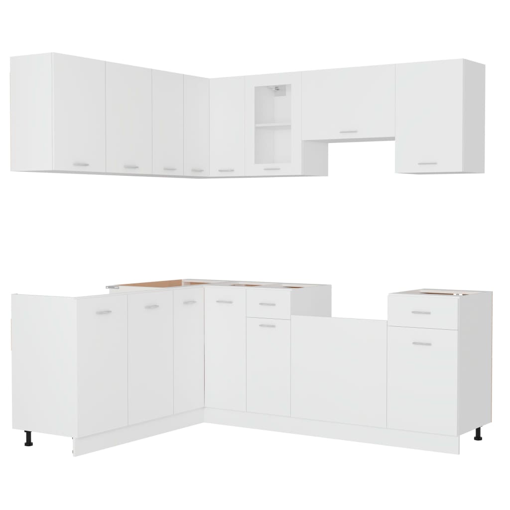 Conjunto armários de cozinha derivados de madeira Lyon branco, 11 pcs