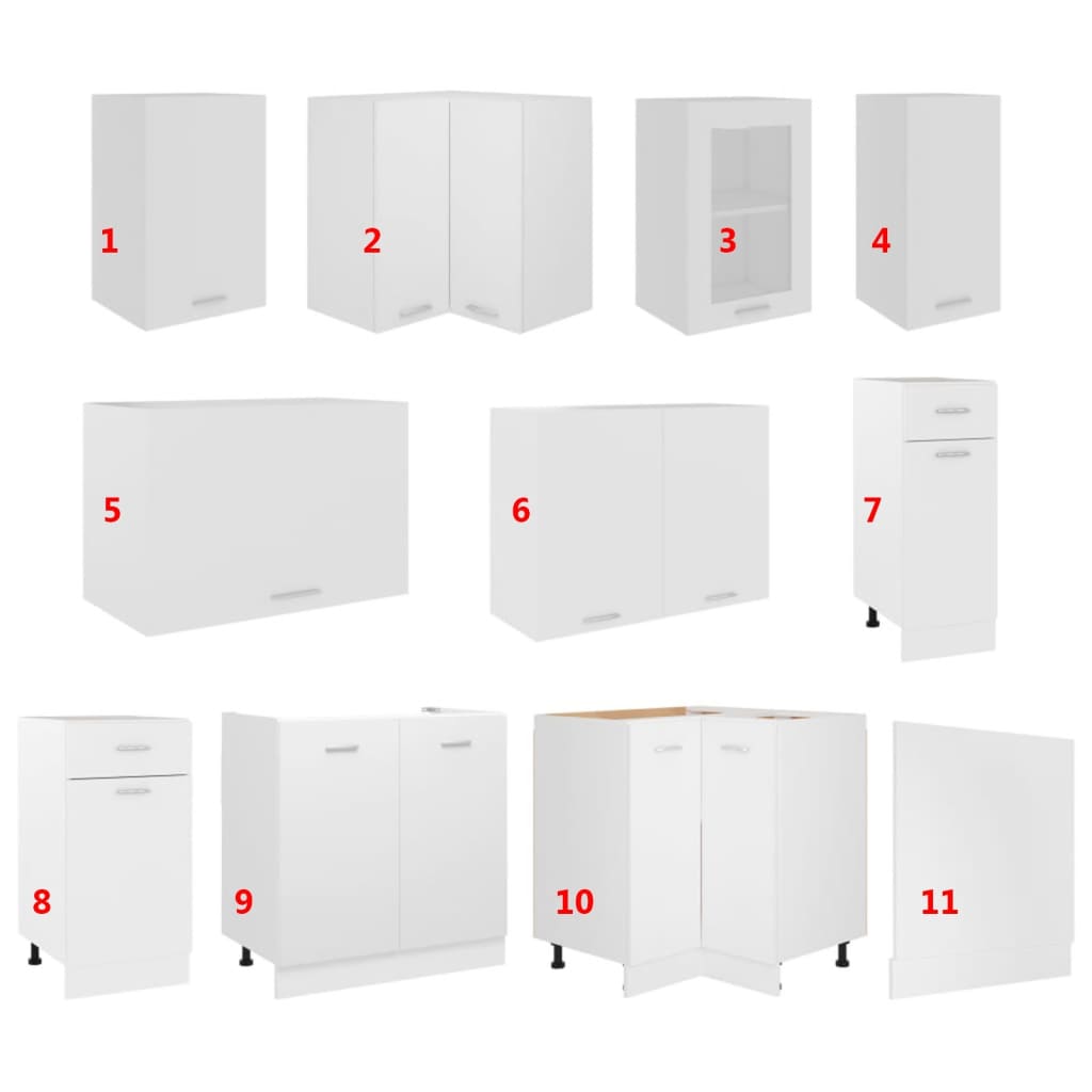Conjunto armários de cozinha derivados de madeira Lyon branco, 11 pcs