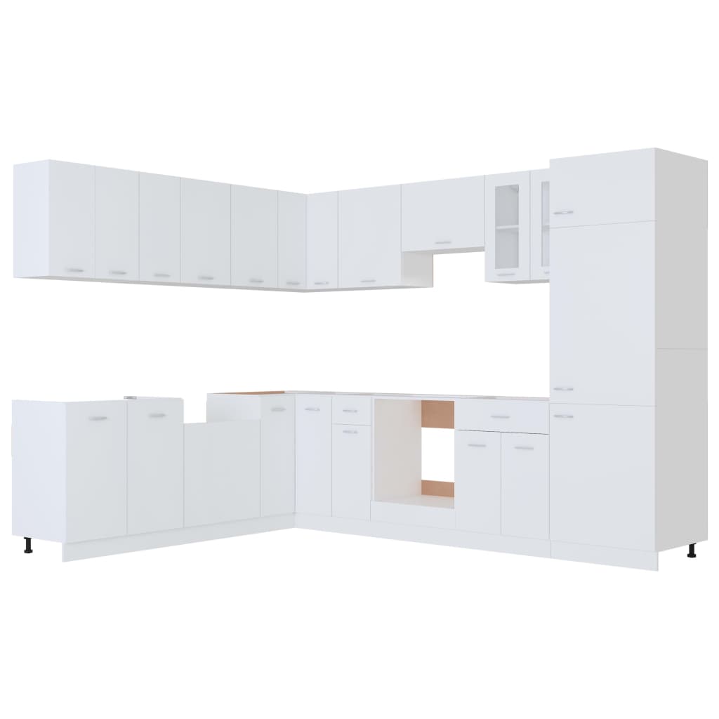 Conjunto armários de cozinha derivados de madeira Lyon branco, 14 pcs