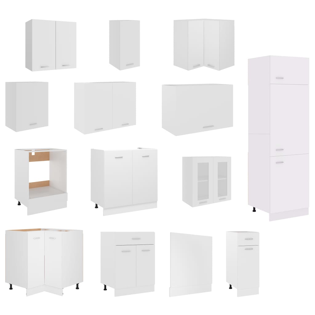 Conjunto armários de cozinha derivados de madeira Lyon branco, 14 pcs