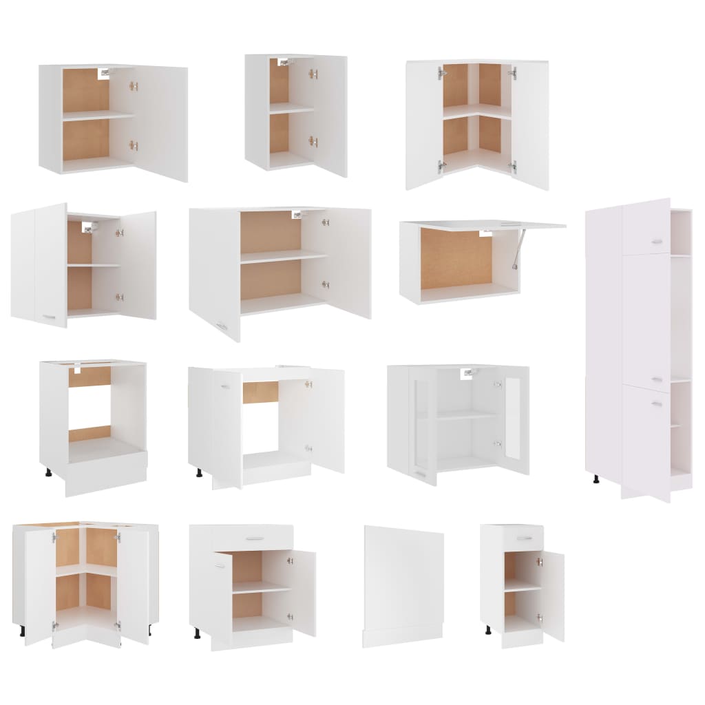 Conjunto armários de cozinha derivados de madeira Lyon branco, 14 pcs