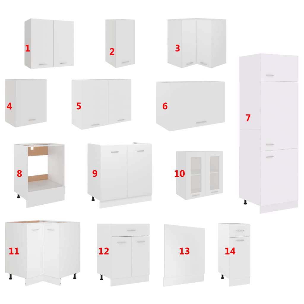 Conjunto armários de cozinha derivados de madeira Lyon branco, 14 pcs