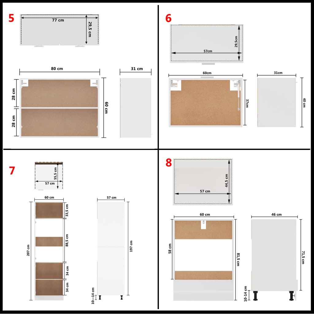 Conjunto armários de cozinha derivados de madeira Lyon branco, 14 pcs