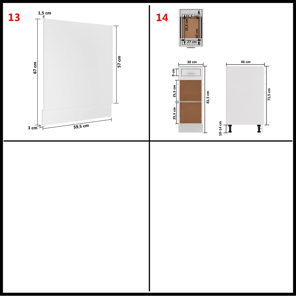 Conjunto armários de cozinha derivados de madeira Lyon branco, 14 pcs