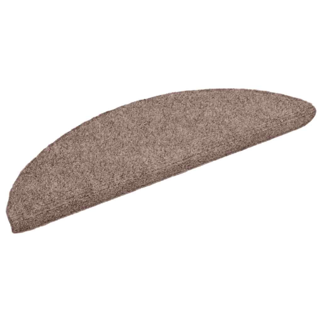 Tapetes de escada autoadesivos 10 peças 56x17x3 cm marrom claro meia-lua