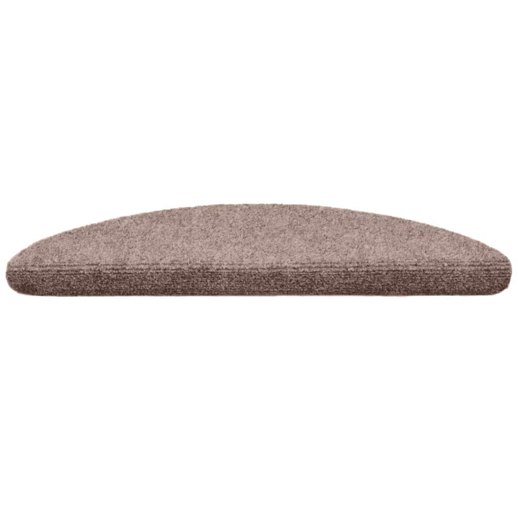 Tapetes de escada autoadesivos 10 peças 56x17x3 cm marrom claro meia-lua
