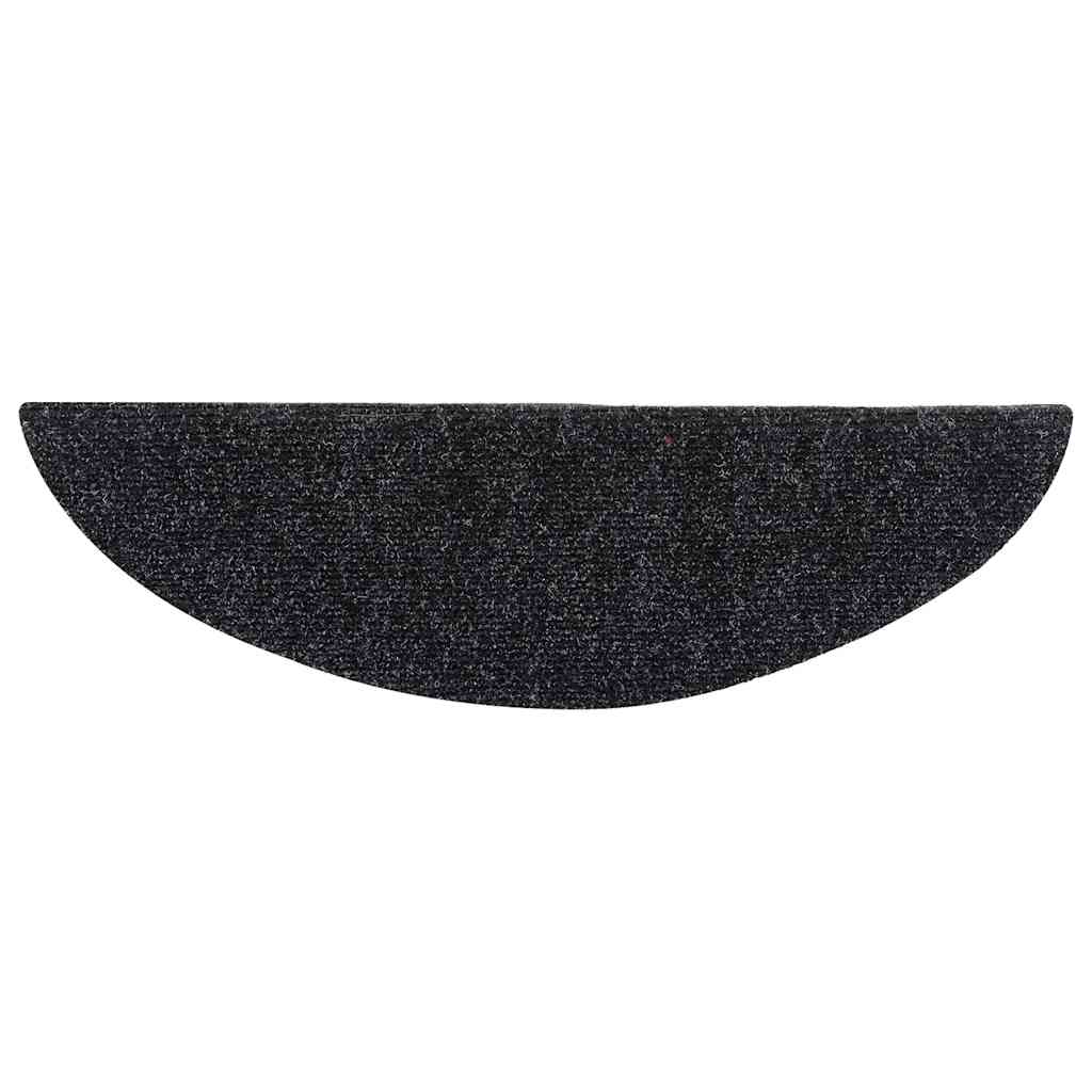 Tapetes de escada autoadesivos 10 peças 56x17x3 cm pretos semicirculares