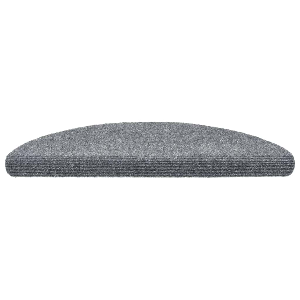 Tapetes de escada autoadesivos 5 peças 56x17x3 cm cinza claro semicircular