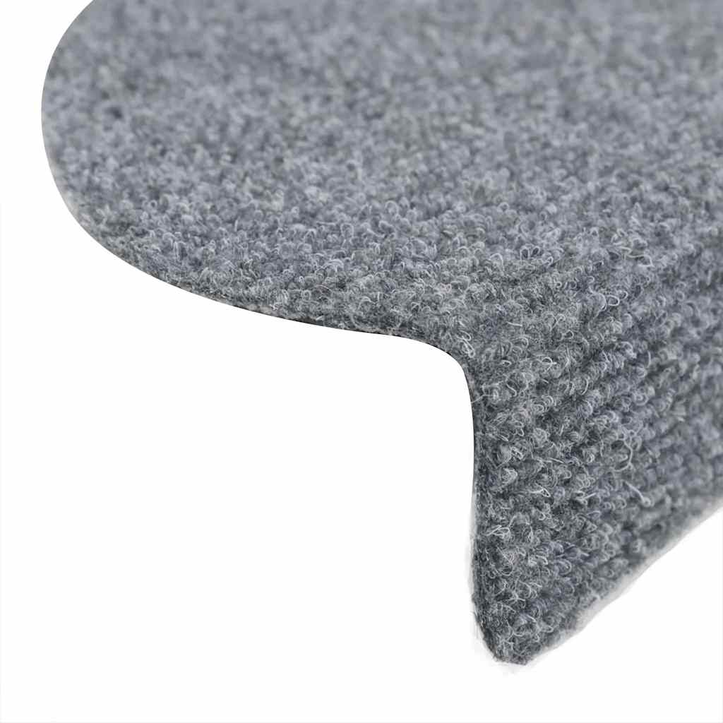Tapetes de escada autoadesivos 5 peças 56x17x3 cm cinza claro semicircular