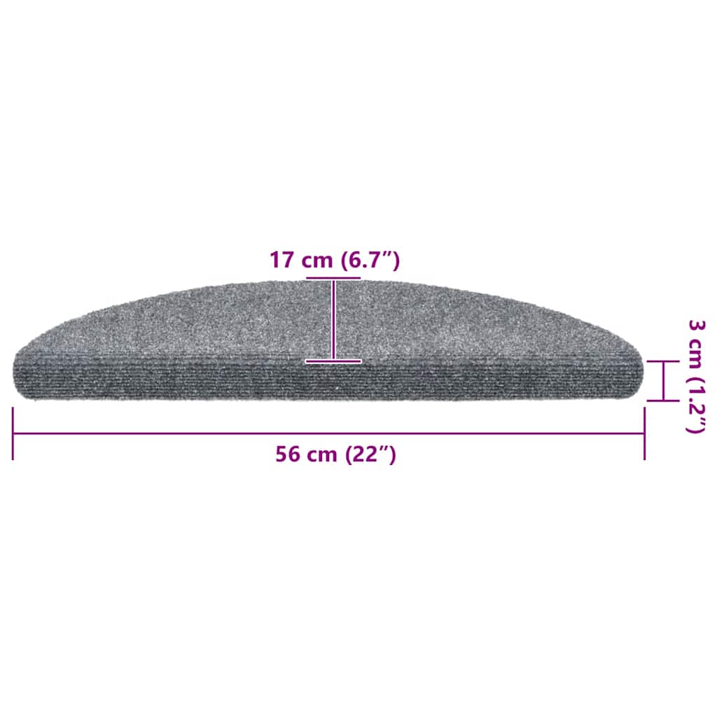 Tapetes de escada autoadesivos 5 peças 56x17x3 cm cinza claro semicircular