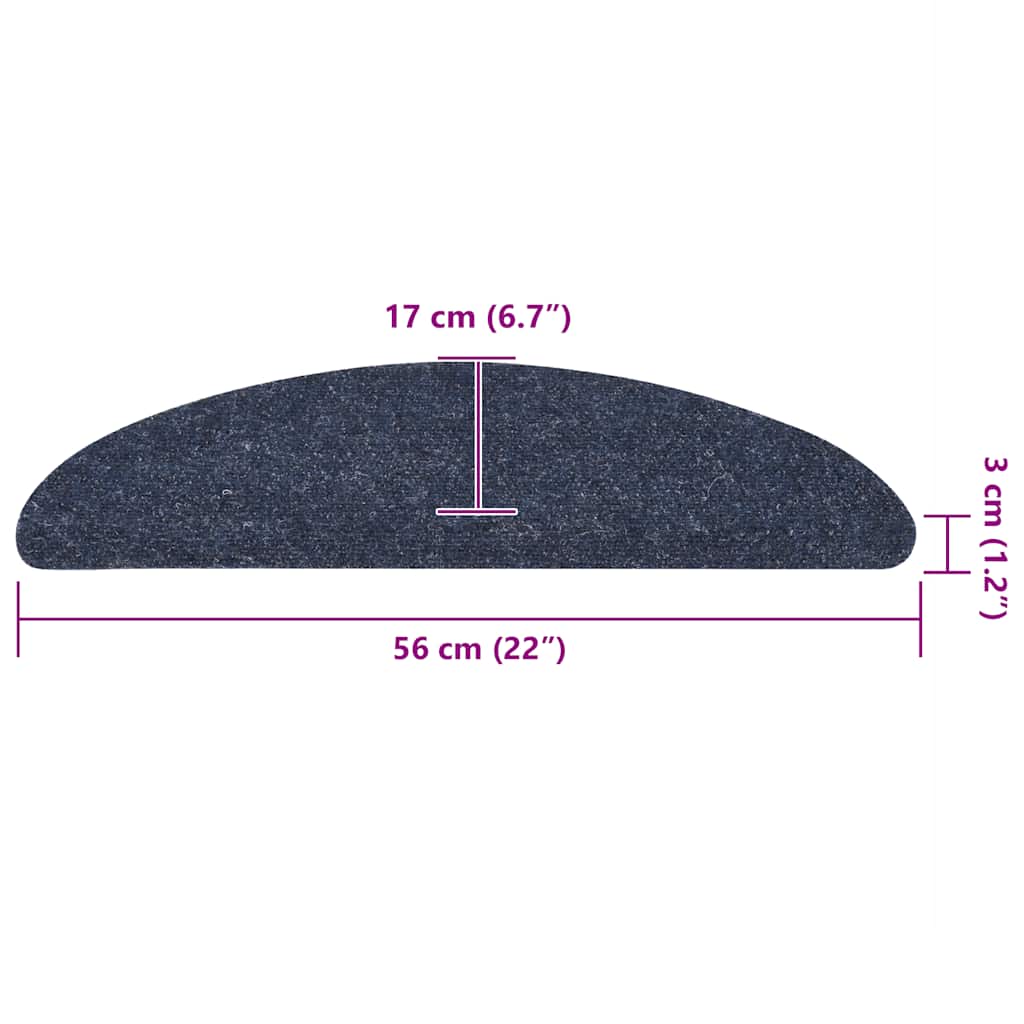 Tapetes de escada autoadesivos 5 peças 56x17x3 cm azul meia-lua