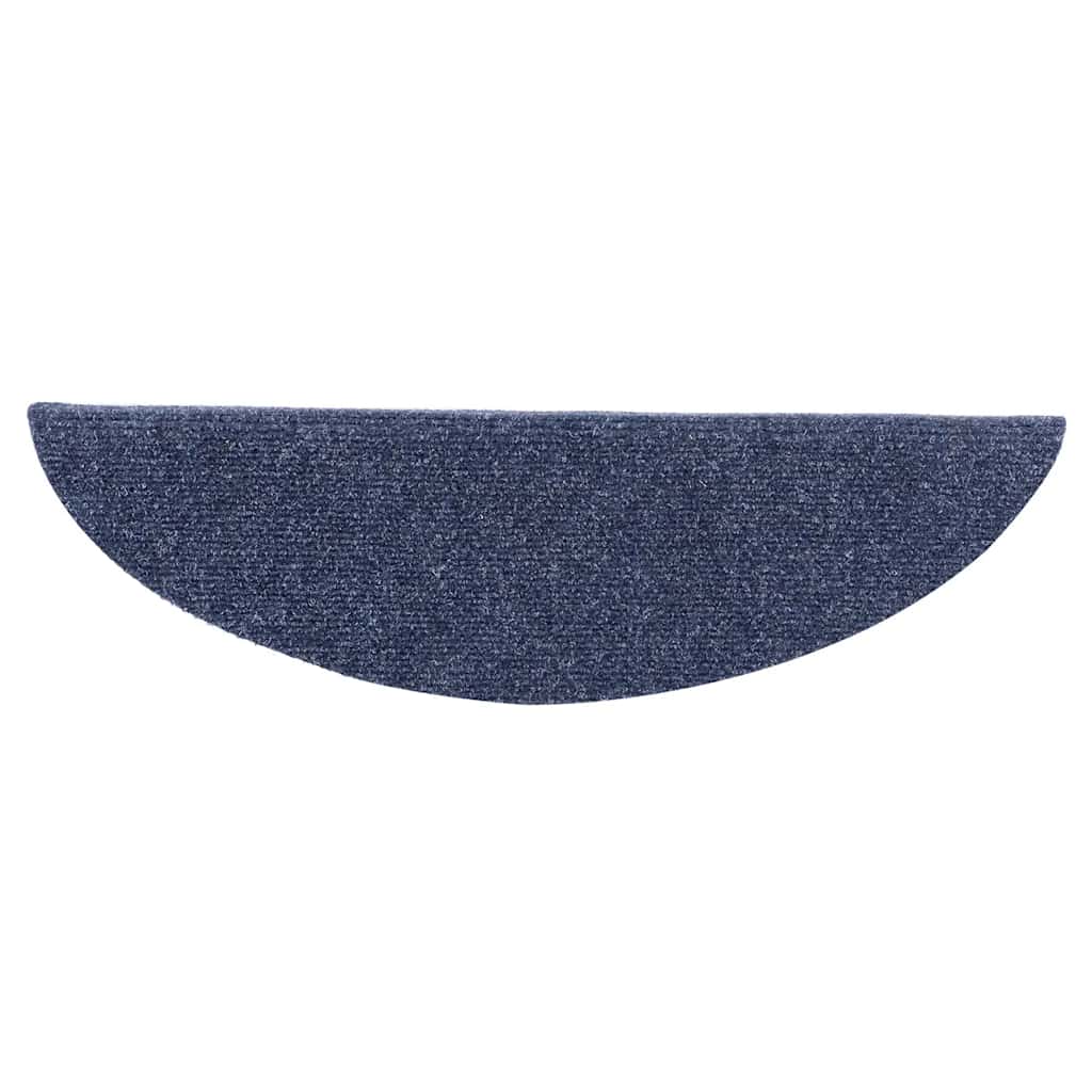 Tapetes de escada autoadesivos 10 peças 56x17x3 cm azul meia-lua