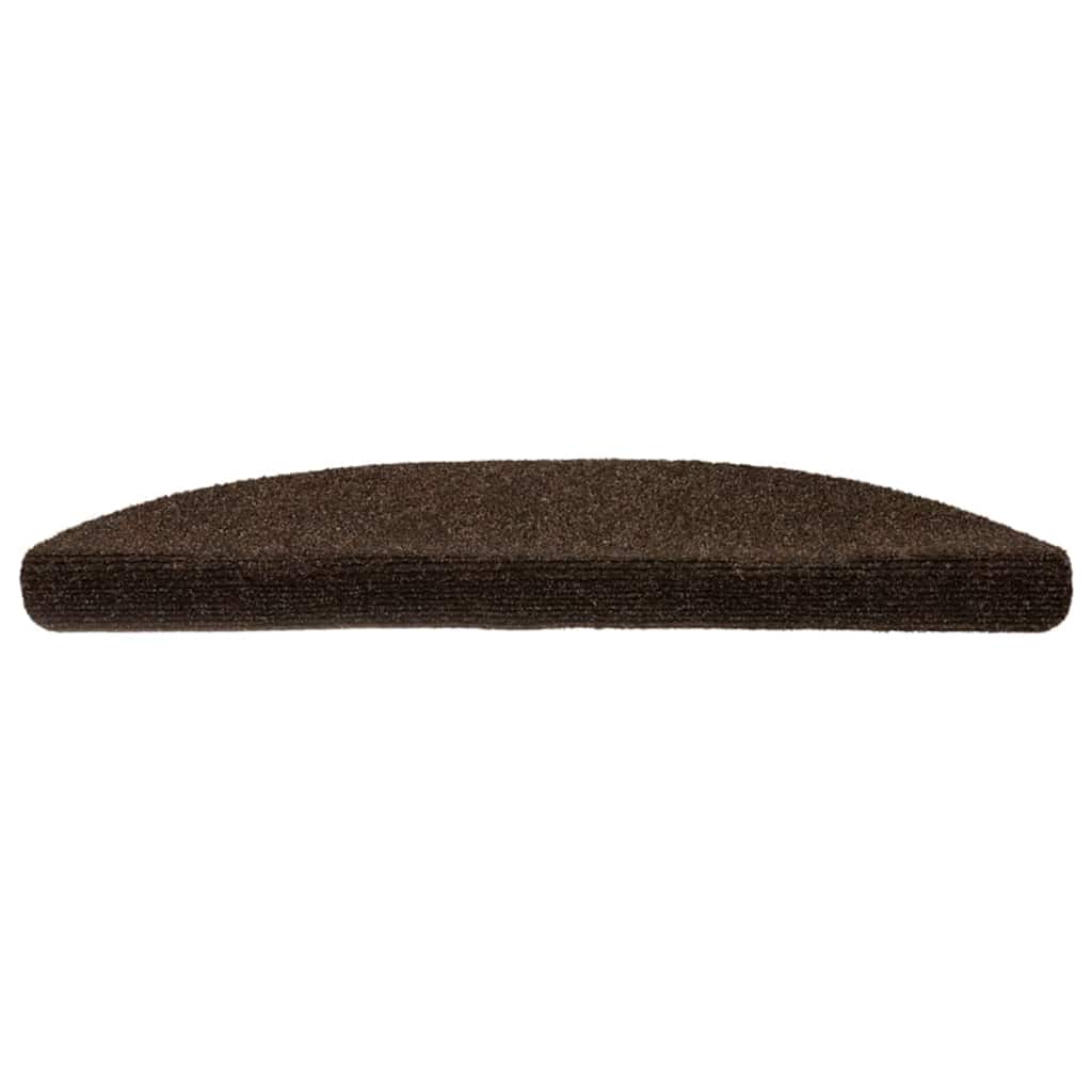Tapetes de escada autoadesivos 5 peças 56x17x3 cm marrom semicircular