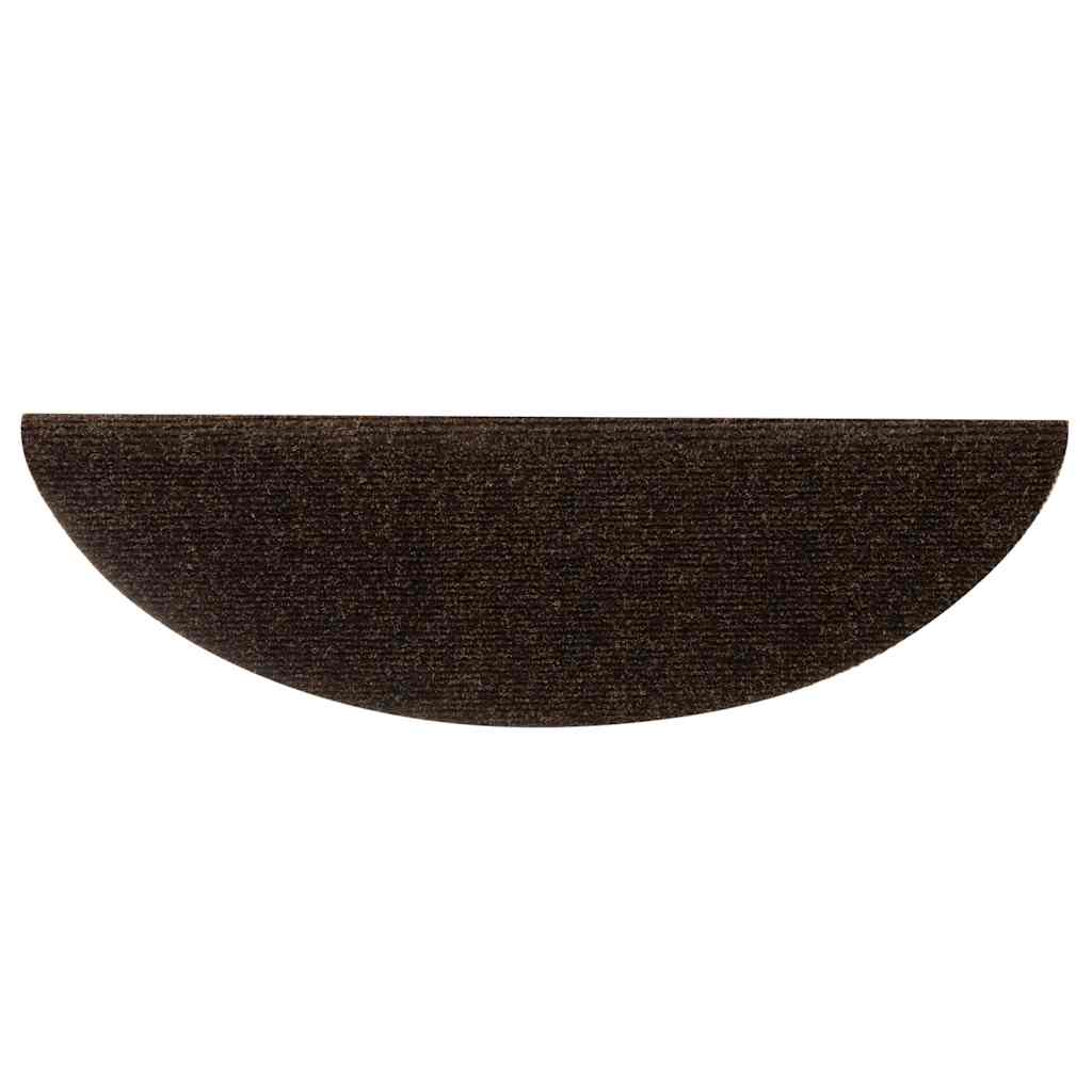 Tapetes de escada autoadesivos 5 peças 56x17x3 cm marrom semicircular