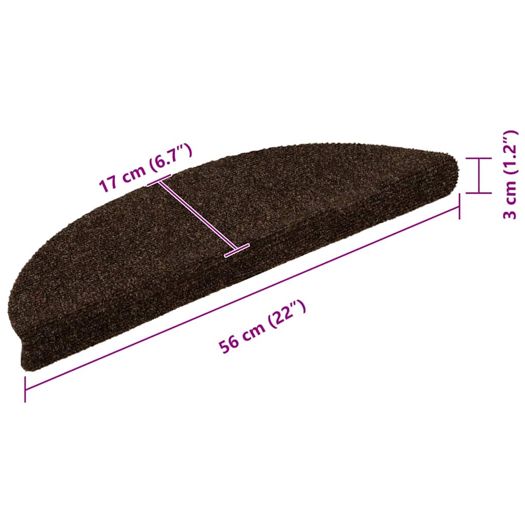 Tapetes de escada autoadesivos 5 peças 56x17x3 cm marrom semicircular