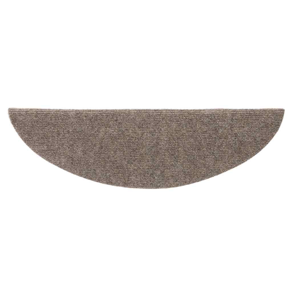 Tapetes de escada autoadesivos 10 peças 56x17x3 cm bege semicircular