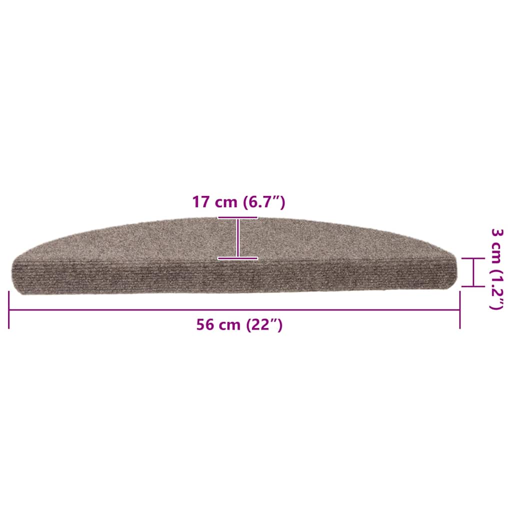 Tapetes de escada autoadesivos 10 peças 56x17x3 cm bege semicircular