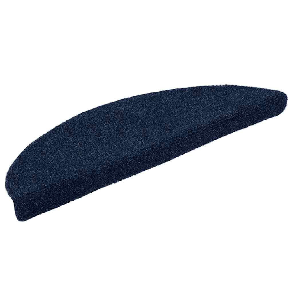 Tapetes de escada autoadesivos 5 peças 56x17x3 cm azul-marinho semicircular