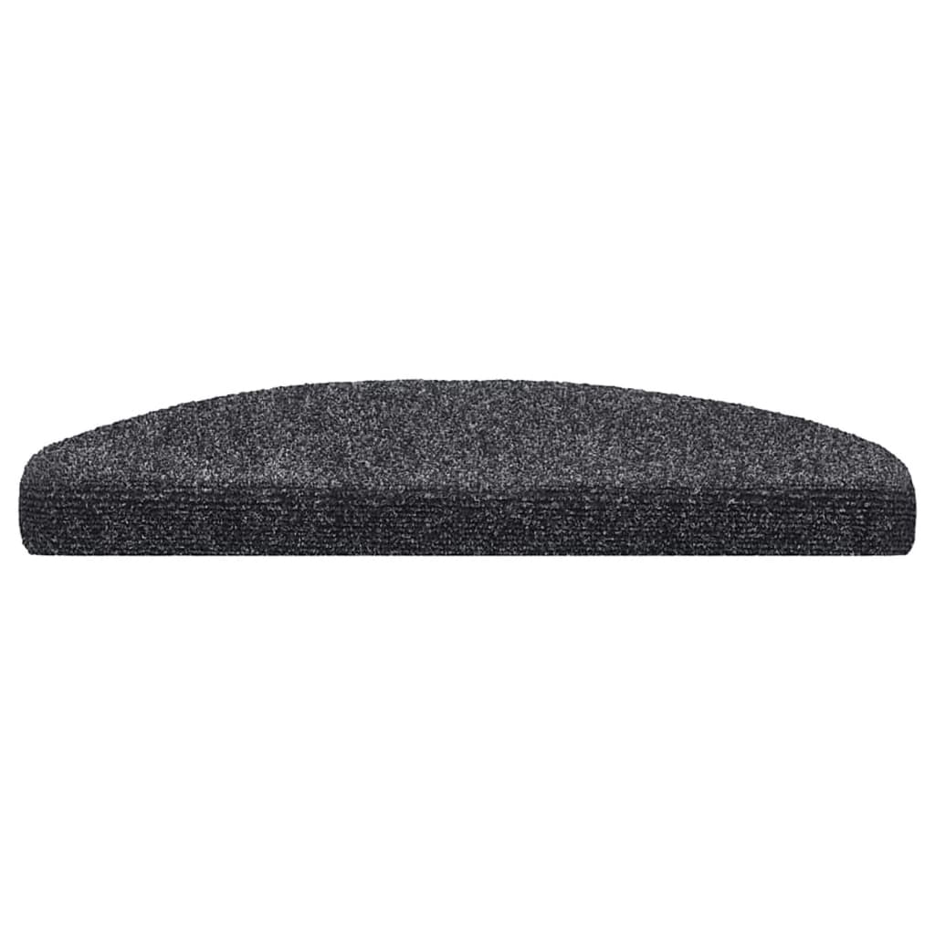 Tapetes de escada autoadesivos 5 peças 65x21x4 cm cinza escuro semicircular grande