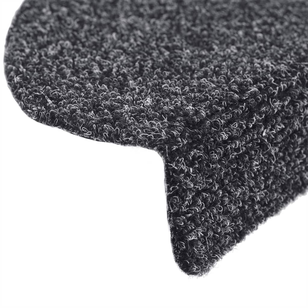 Tapetes de escada autoadesivos 5 peças 65x21x4 cm cinza escuro semicircular grande