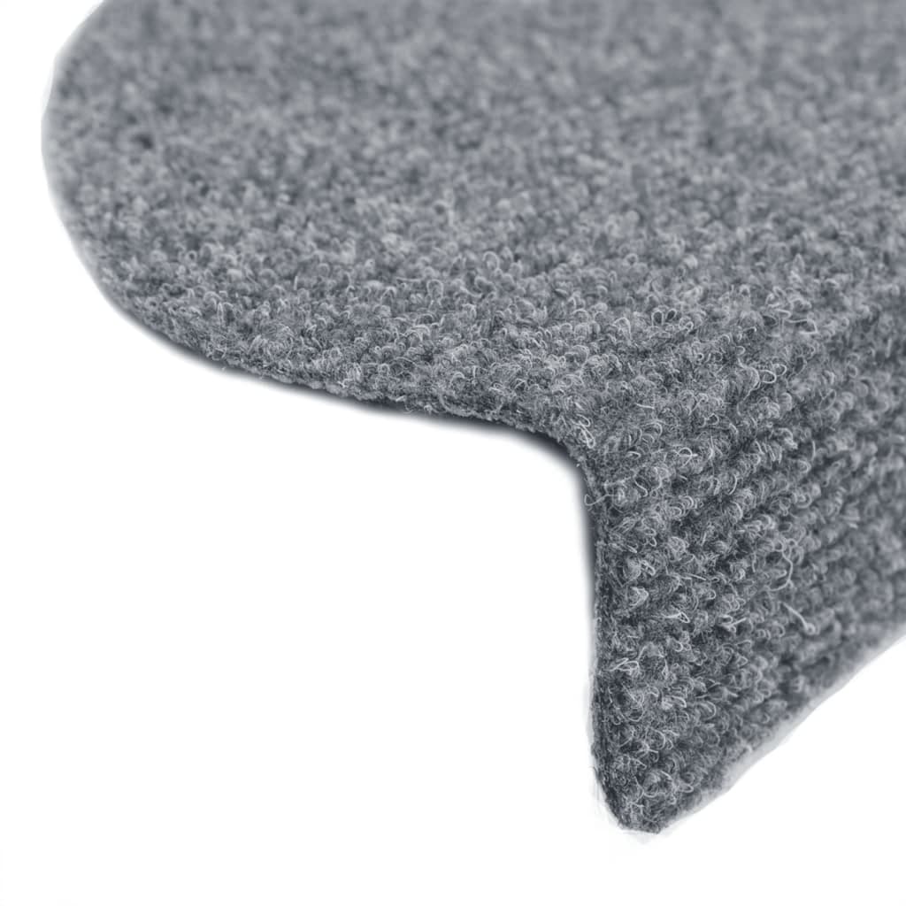 Tapetes de escada autoadesivos 10 peças 65x21x4 cm cinza claro semicircular grande