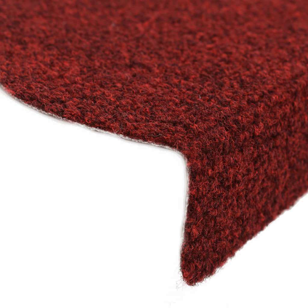 Tapetes de escada autoadesivos 10 peças 65x21x4 cm vermelho bordô meio redondo grande
