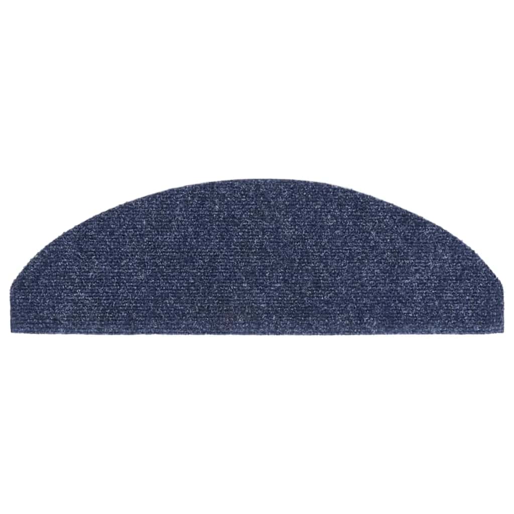 Tapetes de escada autoadesivos 10 peças 65x21x4 cm azul semicircular grande
