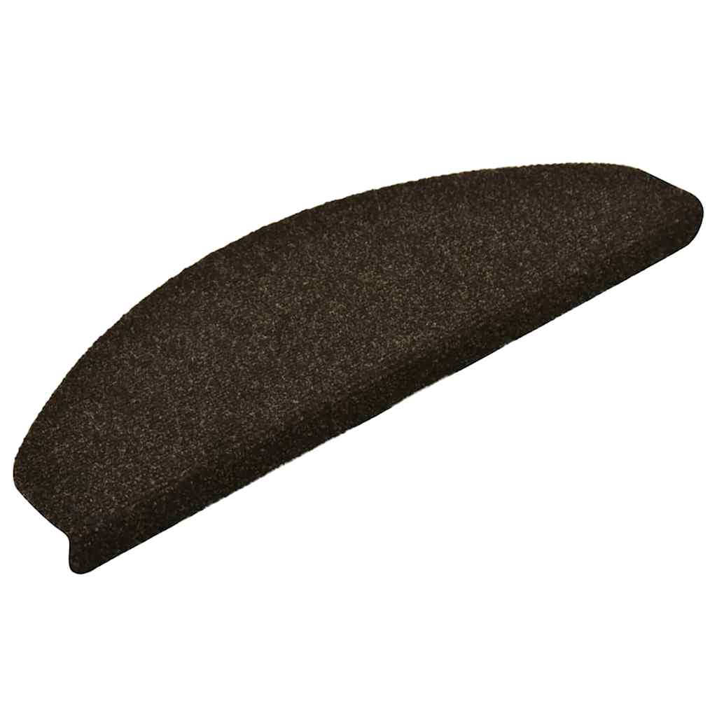 Tapetes de escada autoadesivos 5 peças 65x21x4 cm marrom escuro semicircular grande