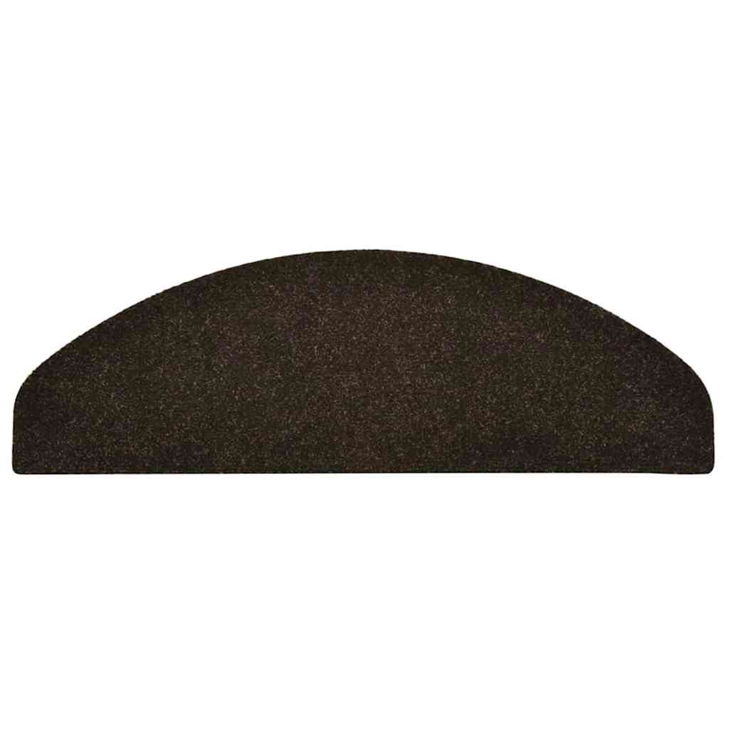 Tapetes de escada autoadesivos 5 peças 65x21x4 cm marrom escuro semicircular grande