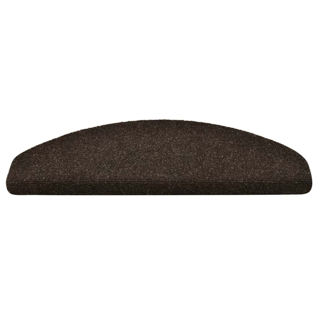 Tapetes de escada autoadesivos 10 peças 65x21x4 cm marrom escuro meio redondo grande