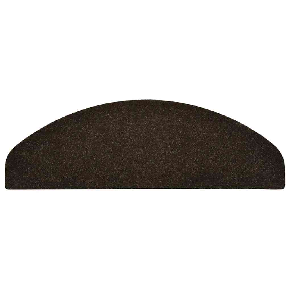 Tapetes de escada autoadesivos 10 peças 65x21x4 cm marrom escuro meio redondo grande