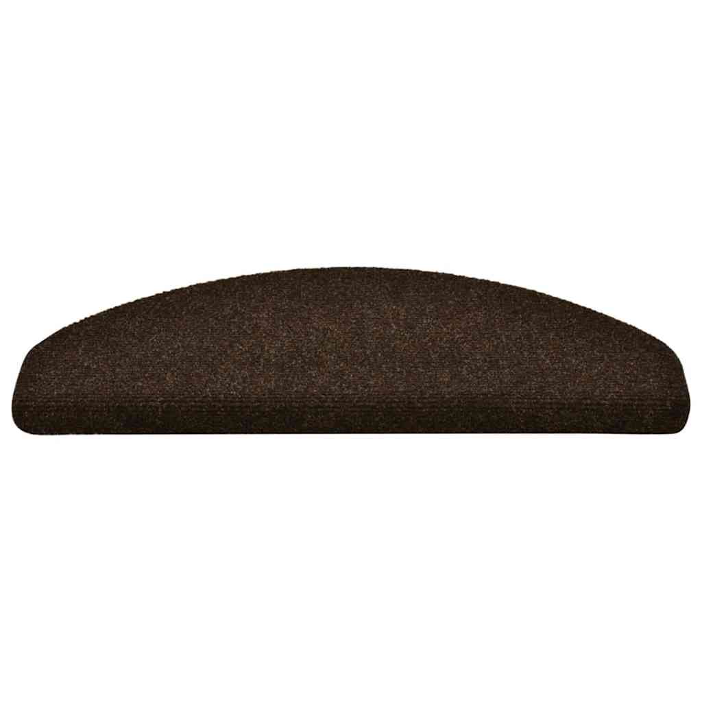 Tapetes de escada autoadesivos 5 peças 65x21x4 cm marrom semicircular grande