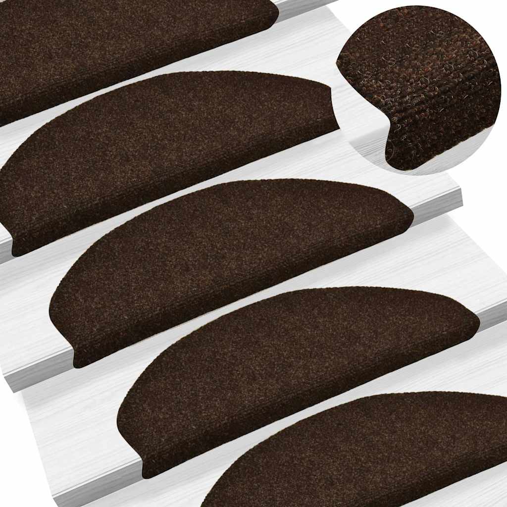 Tapetes de escada autoadesivos 5 peças 65x21x4 cm marrom semicircular grande
