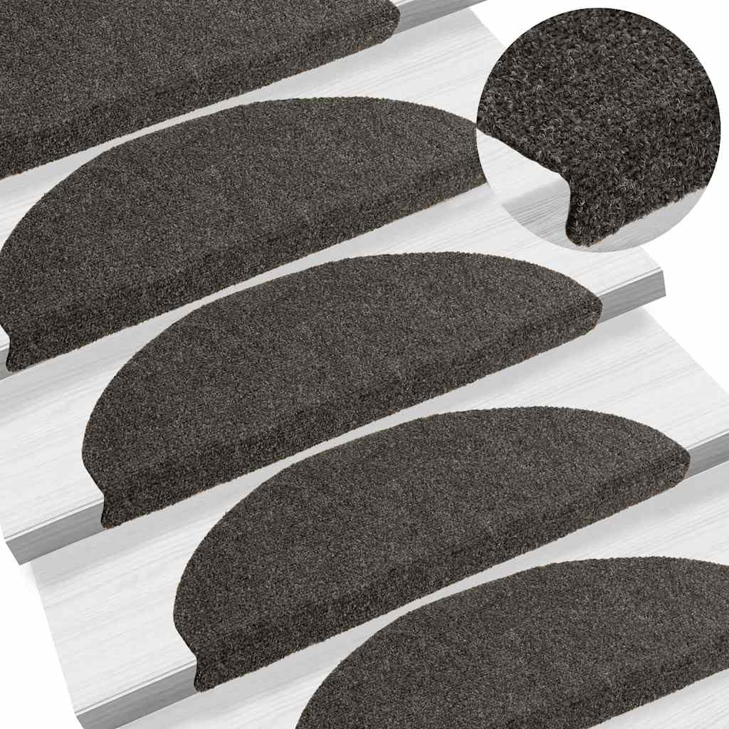 Tapetes de escada autoadesivos 10 peças 65x21x4 cm antracite semicircular grande