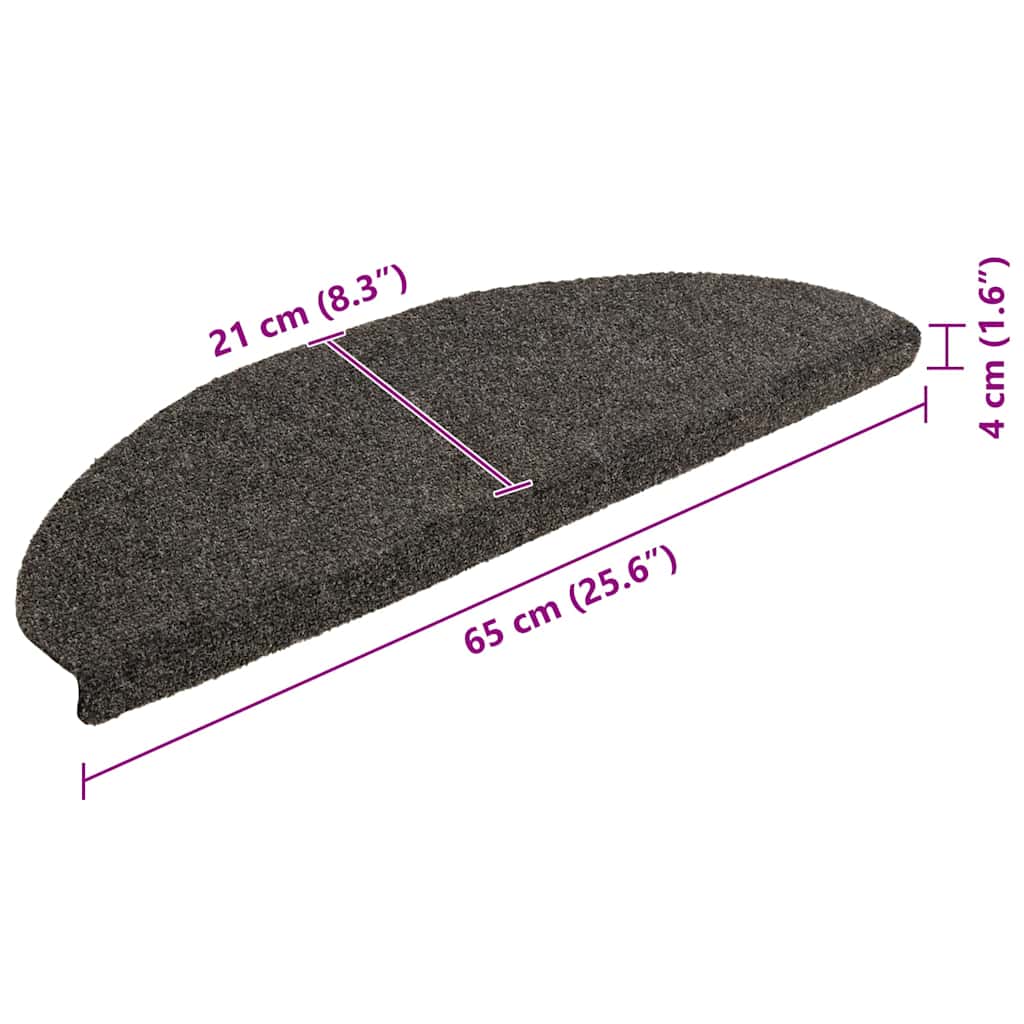 Tapetes de escada autoadesivos 10 peças 65x21x4 cm antracite semicircular grande