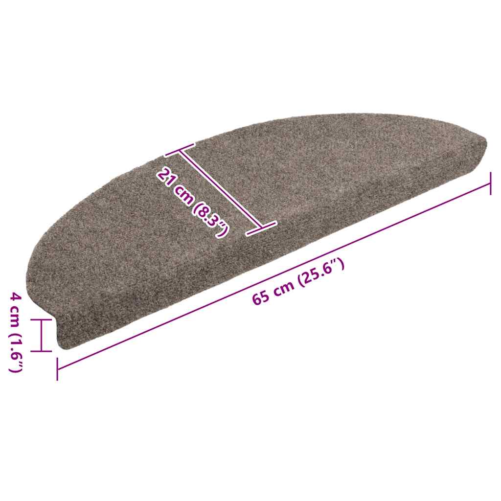 Tapetes de escada autoadesivos 5 peças 65x21x4 cm bege semicircular grande