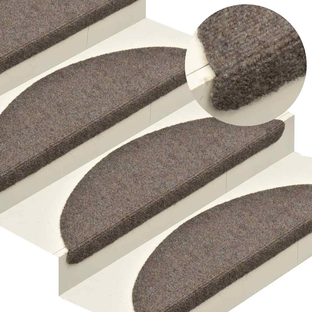 Tapetes de escada autoadesivos 5 peças 65x21x4 cm bege semicircular grande